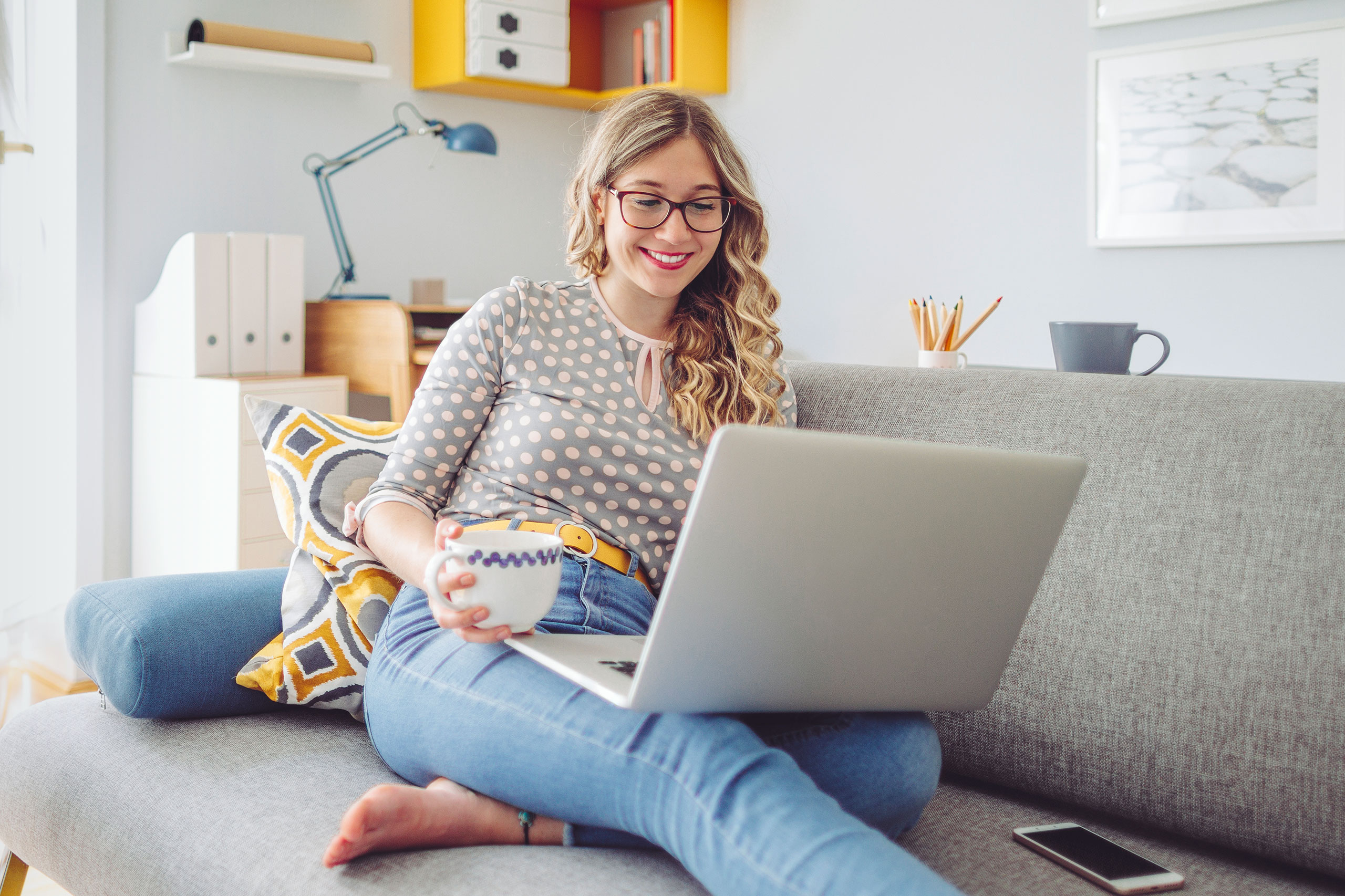 Woman using mortgage calculator