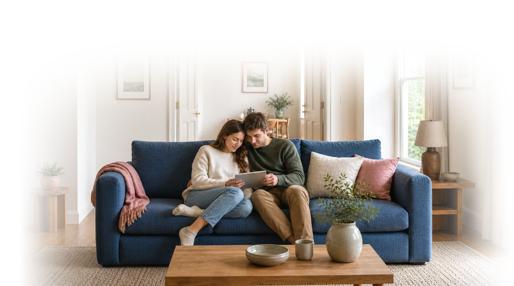 Couple relaxing on a sofa at home